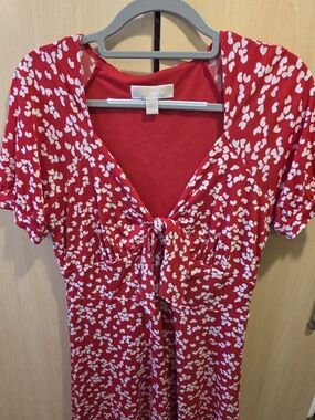 Michael Kors Red Dress with White Heart Accents